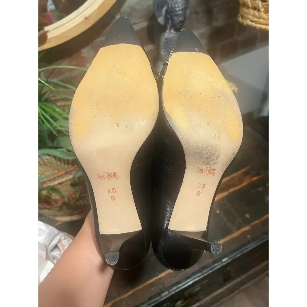 Coach Black Leather Patent Cap Toe Pumps 7.5 Y2K Office Siren Heels